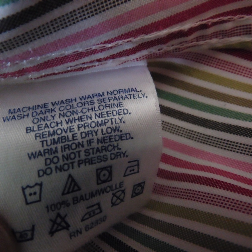 Lands‎ End womens Button up Shirt Striped Colorful Cotton Size 12 - Picture 4 of 6